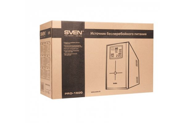 Источник бесперебойного питания SVEN Pro + 1500 (LCD, USB) SV-00692