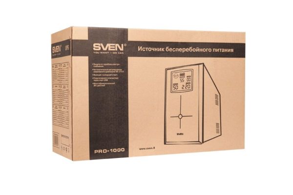 Источник бесперебойного питания SVEN Pro + 1000 (LCD, USB) SV-00691