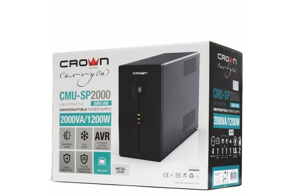 Источник бесперебойного питания CROWN CMU-SP2000EURO USB CM000003130