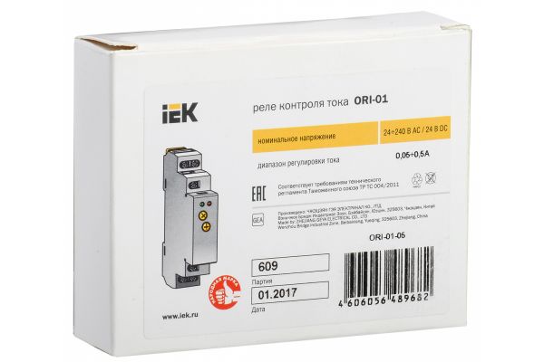 Реле тока IEK ORI 0,05-0,5А. 24-240В AC/24В DC ORI-01-05