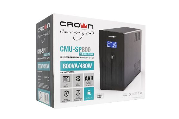 Источник бесперебойного питания CROWN CMU-SP800EURO LCD USB CM000001871