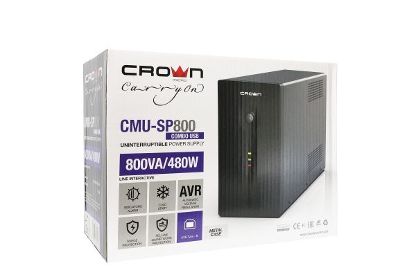 Источник бесперебойного питания CROWN CMU-SP800COMBO USB CM000001873