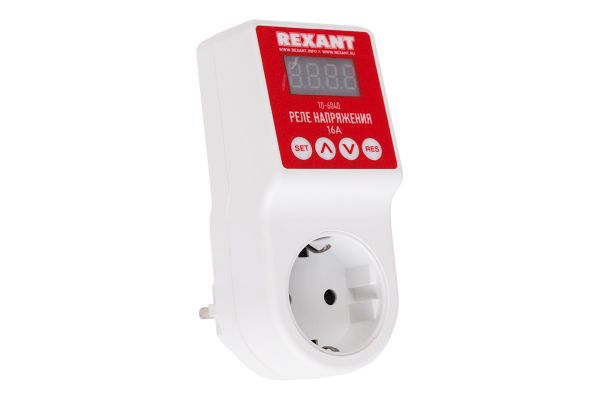 Реле напряжения REXANT «вилка-розетка» c дисплеем 16А 10-6040