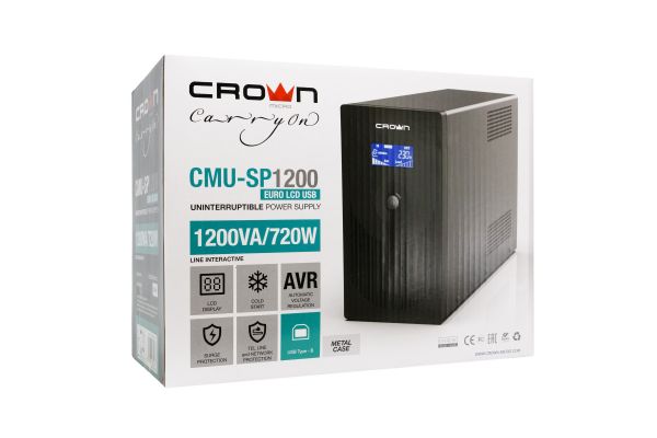 Источник бесперебойного питания CROWN CMU-SP1200EURO LCD USB CM000001872