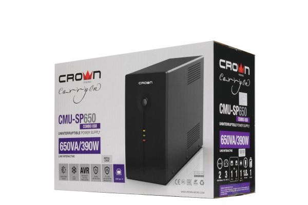 Источник бесперебойного питания CROWN CMU-SP650COMBO USB CM000003094