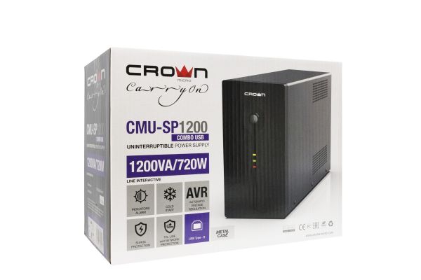 Источник бесперебойного питания CROWN CMU-SP1200 COMBO USB CM000001874