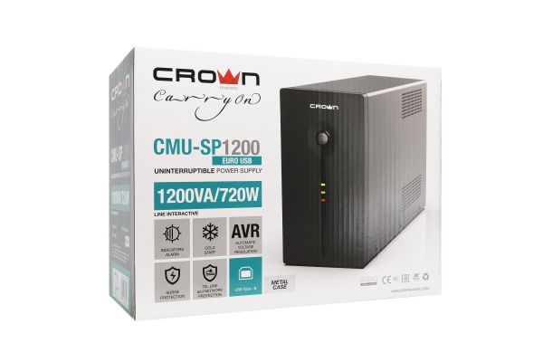 Источник бесперебойного питания CROWN CMU-SP1200EURO USB CM000001866