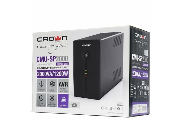 Источник бесперебойного питания CROWN CMU-SP2000COMBO USB CM000003128