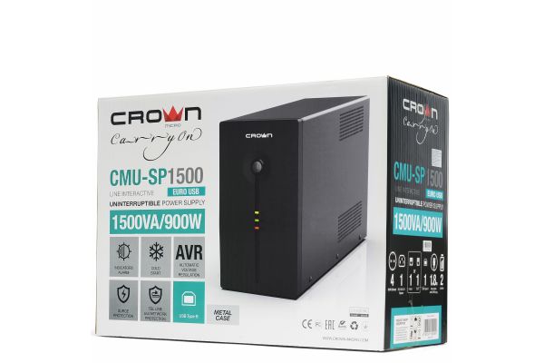 Источник бесперебойного питания CROWN CMU-SP1500EURO USB CM000003129