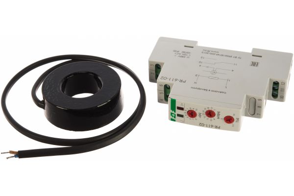 Реле тока F&F PR-611-02, измеряет ток с помощью выносного датчика тока EA03.004.004