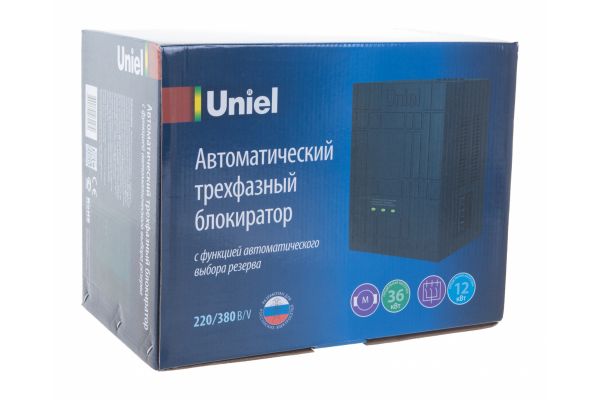 Автоматический трехфазный блокиратор с функцией АВР Uniel UBR-55BA-3G36/SLS 8814