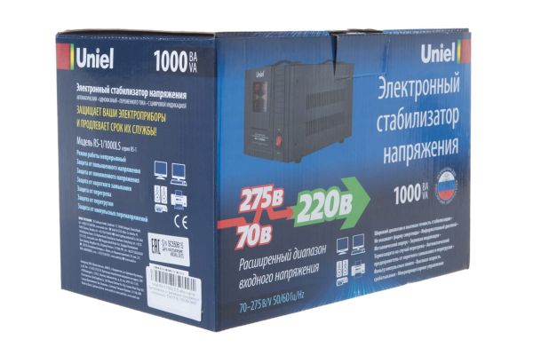 Релейный однофазный стабилизатор напряжения Uniel RS-1/1000LS 70-275 В, 1000ВА 9497