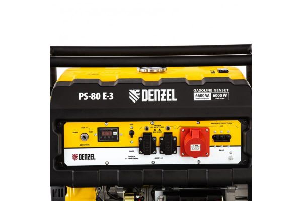 Бензиновый генератор DENZEL PS 80 E-3, 6,6 кВт, 400В, 25л 946954
