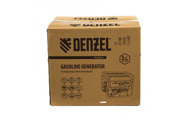 Бензиновый генератор DENZEL PS 80 E-3, 6,6 кВт, 400В, 25л 946954