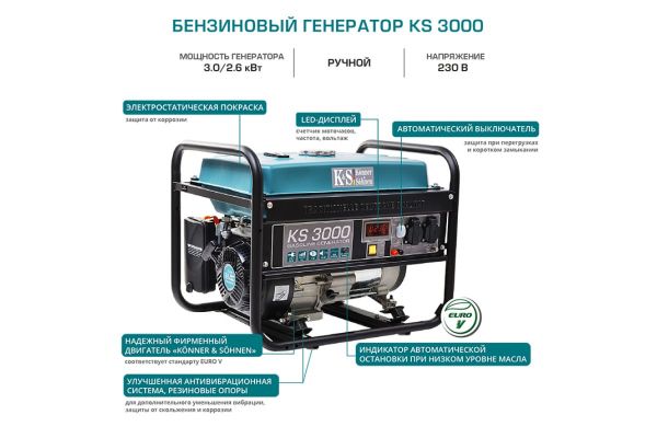 Бензиновый генератор Konner&Sohnen KS 3000