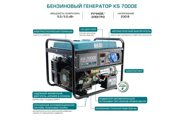 Бензиновый генератор Konner&Sohnen KS 7000E